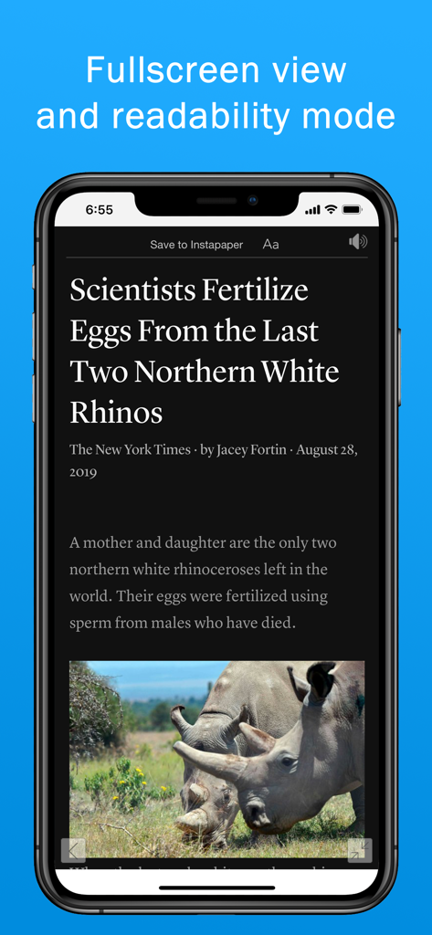 Smart Search & Web Browser - 스마트 검색 앱이 다크 가독성 모드로 뉴스 기사를 표시함