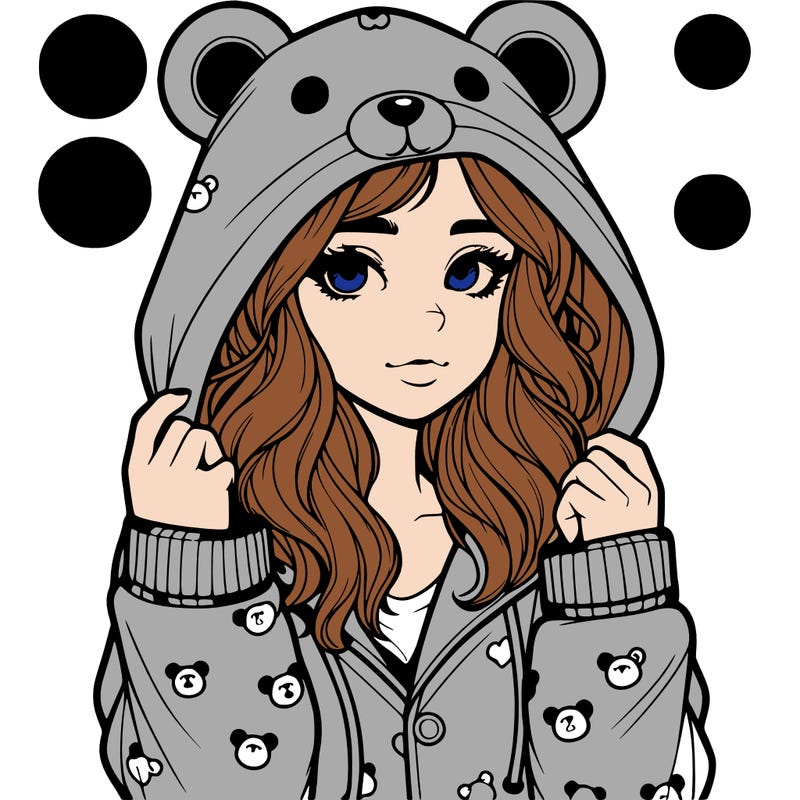 realistic girl in a animal pjs hoodie