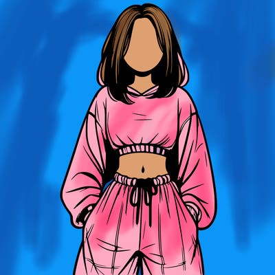 realistic girl faceless with baggy pants and a crop top