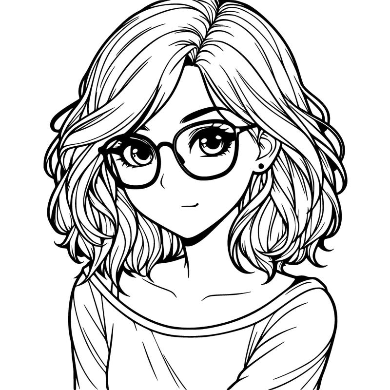 realistic girl with glasses