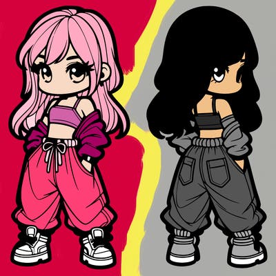 girl in crop top and baggy pants