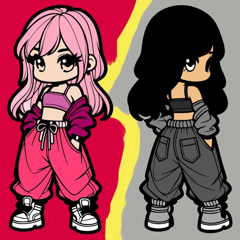 girl in crop top and baggy pants