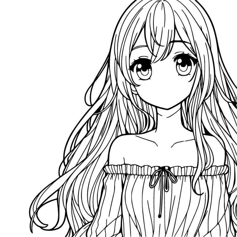 a girl in manga style with long hair