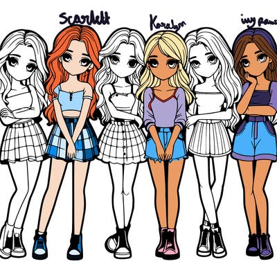 a group of girls realistic