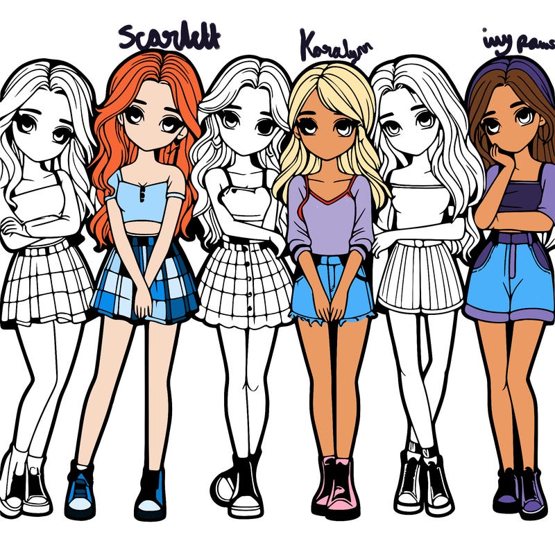 a group of girls realistic