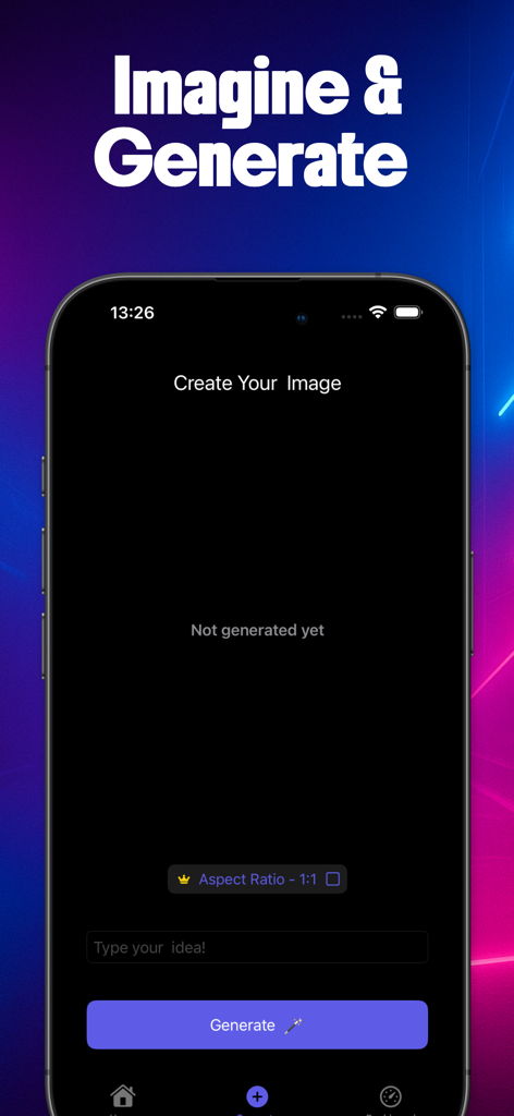 AI Anime Art Generator Villor - Interface de l'application mobile Villor IA montrant l'entrée du prompt texte et le bouton générer pour créer de l'art anime.