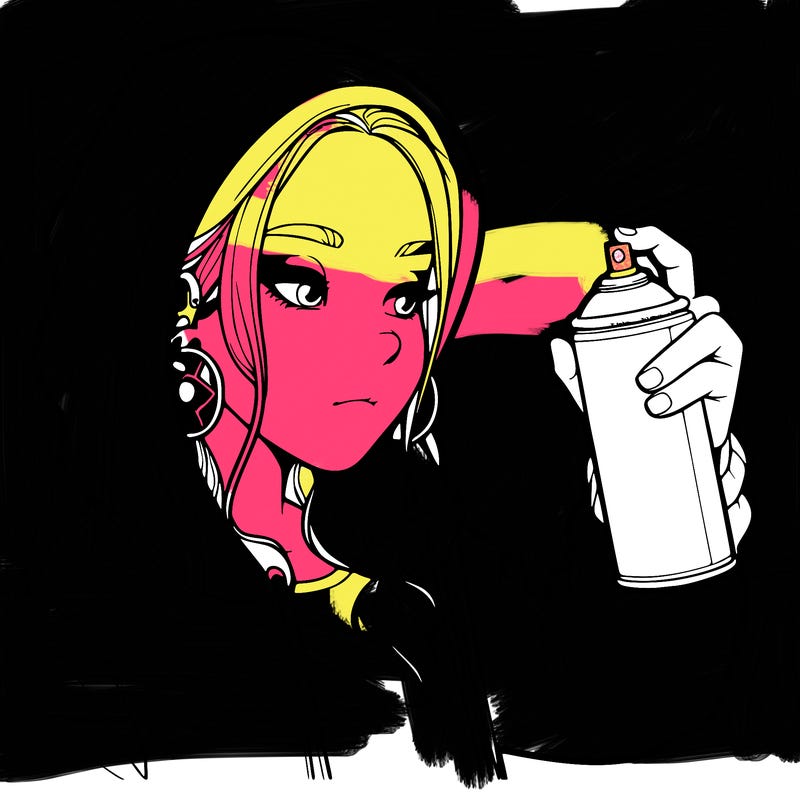 a realistic girl, spray painting