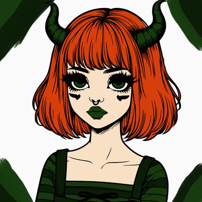realistic girl with horns