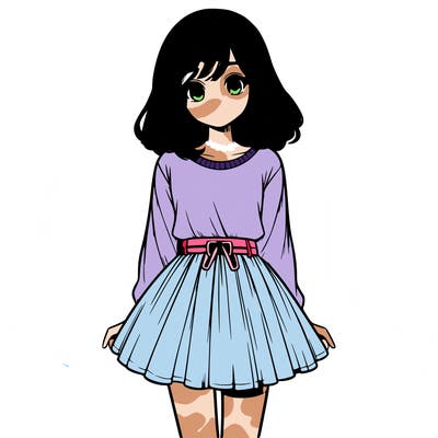 realistic girl with a skirt on