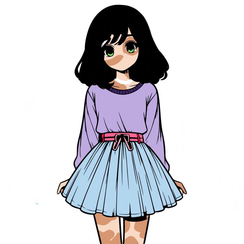 realistic girl with a skirt on