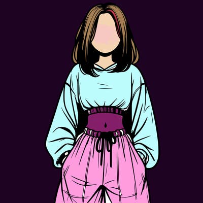 realistic girl faceless with baggy pants and a crop top
