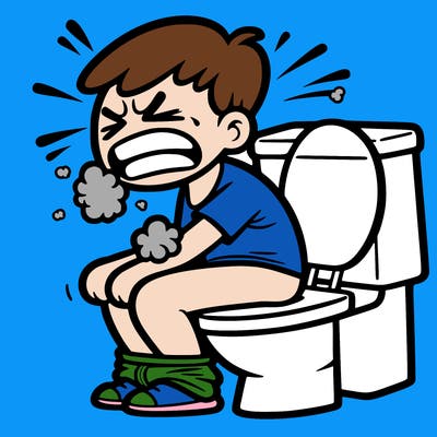 someone having a hard time on the toilet