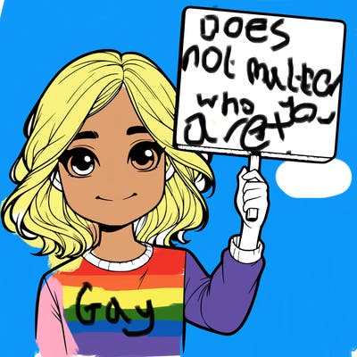 realistic girl holding up a sign