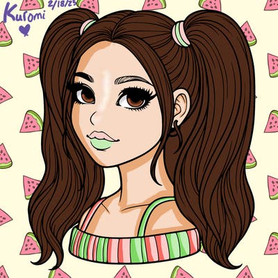 realistic woman with high pigtails