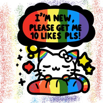 kitty taking a nap dream talking and saying "i'm new, please get me at least 10 likes pls!!"