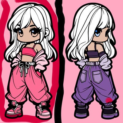 girl in crop top and baggy pants