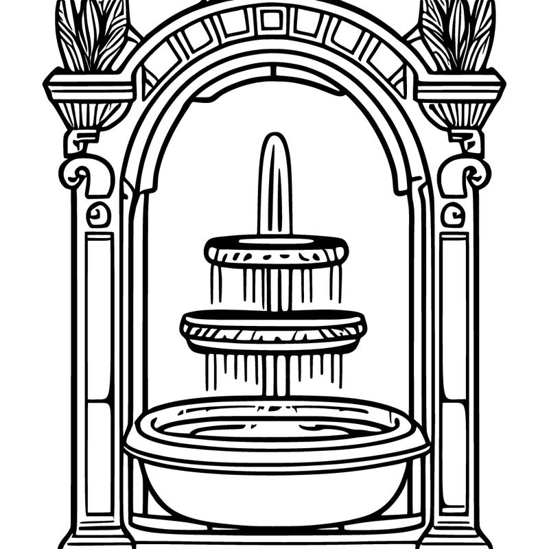 water fountain with books coming out of it