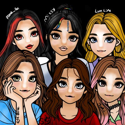 a group of girls realistic