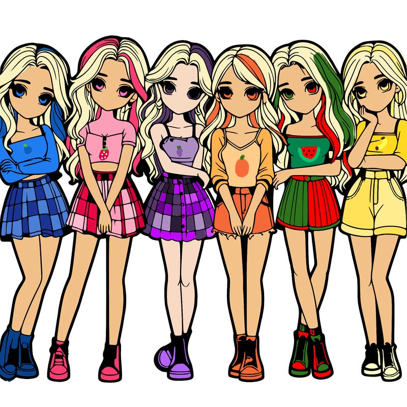 a group of girls realistic