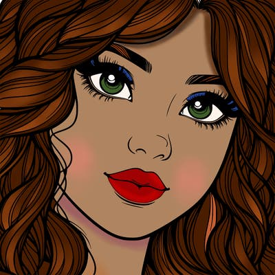 beautiful realistic girl close up to the camera with wavy hair,