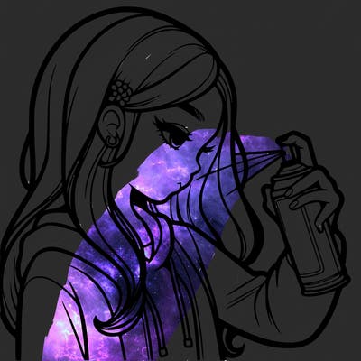 a realistic girl spray painting