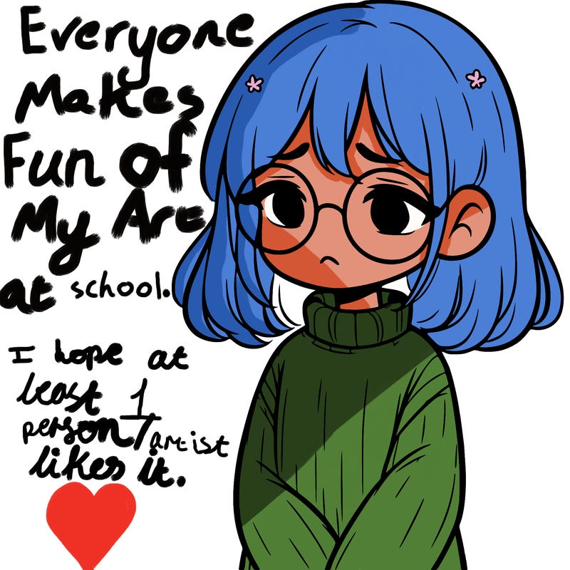 sad girl with glasses in a sweater