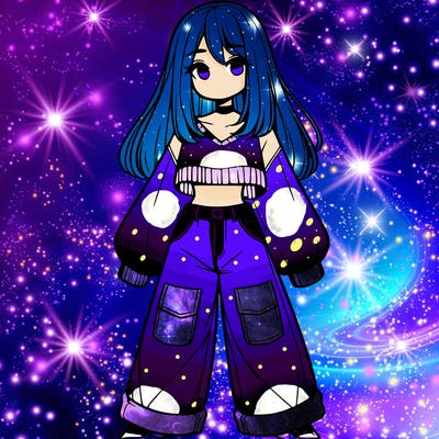 cute girl with straight hair in baggy jeans and a crop top and a sweater