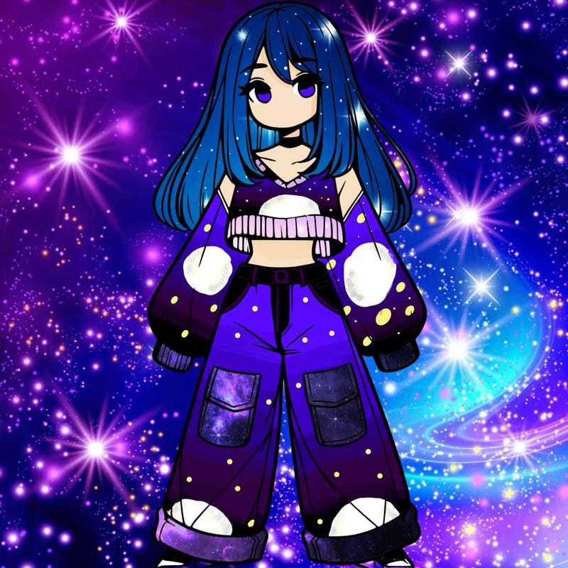 cute girl with straight hair in baggy jeans and a crop top and a sweater