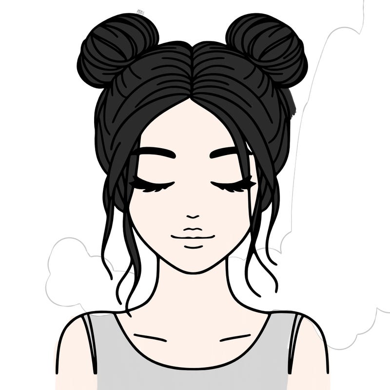 woman with hair buns