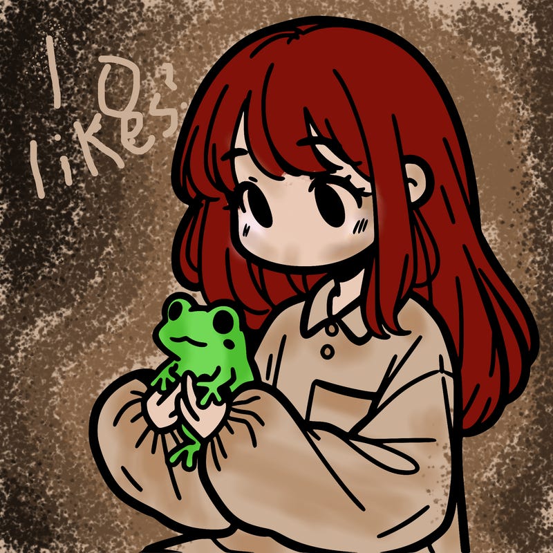 girl with long hair and a oversized shirt. and she is holding a frog