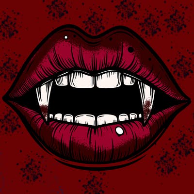 lips with vampire teeth