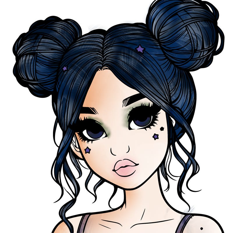 realistic girl with space buns