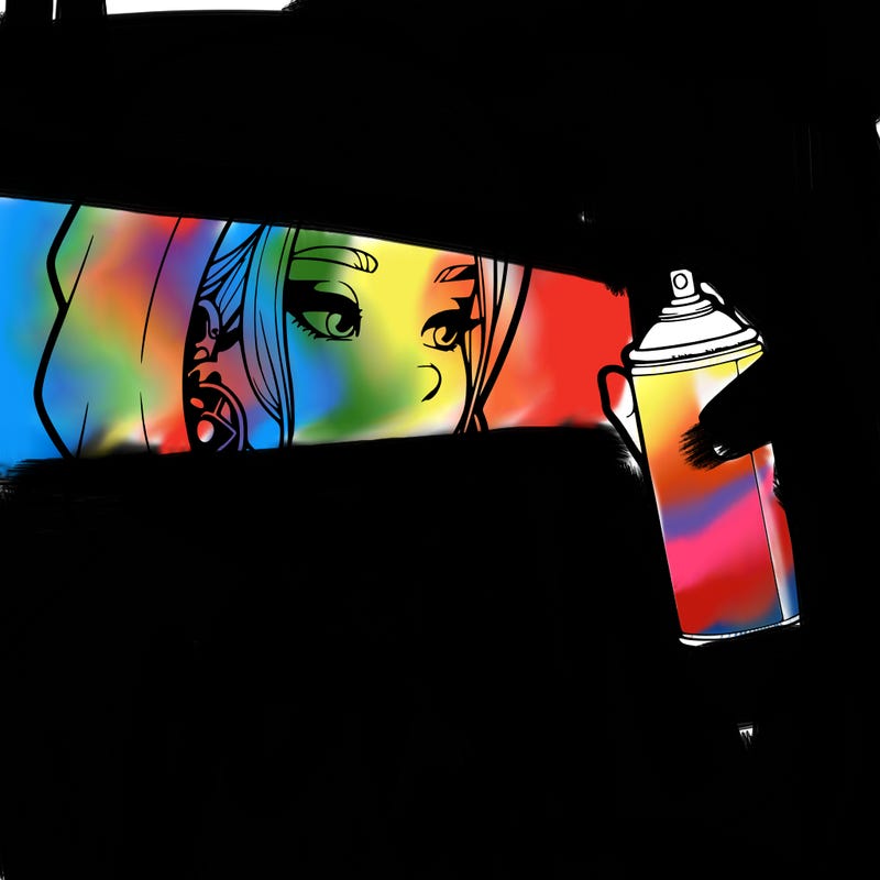 a realistic girl, spray painting