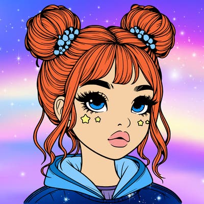 realistic girl with space buns