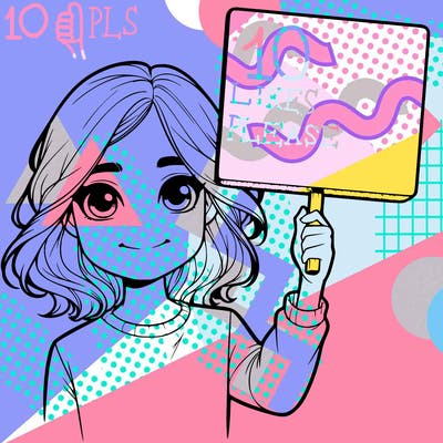 realistic girl holding up a sign