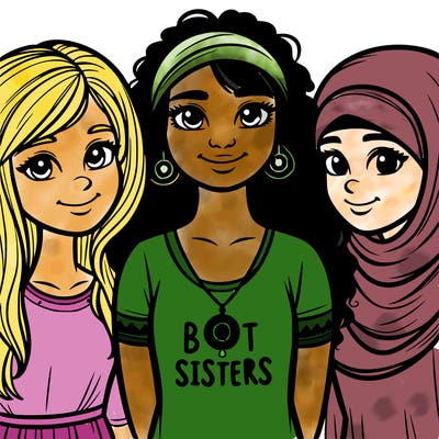 three sisters with a best sisters necklace