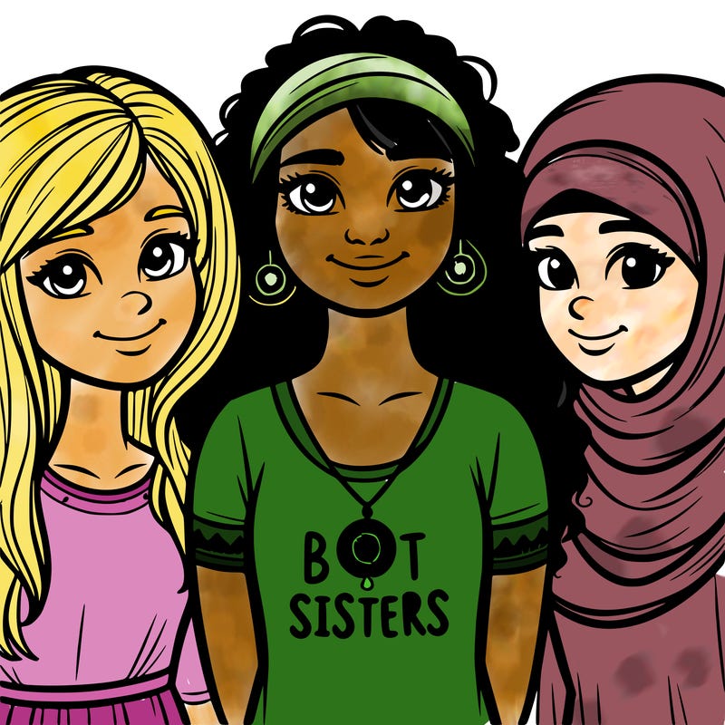 three sisters with a best sisters necklace