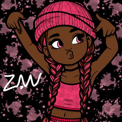 realistic teenage girl with braids and a beanie and crop top doing 🫶🏼