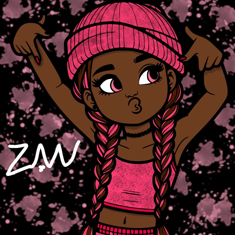 realistic teenage girl with braids and a beanie and crop top doing 🫶🏼