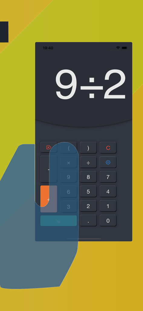Number Talking Calculator Plus - High contrast dark theme interface of Number Talking Calculator Plus showing a division operation