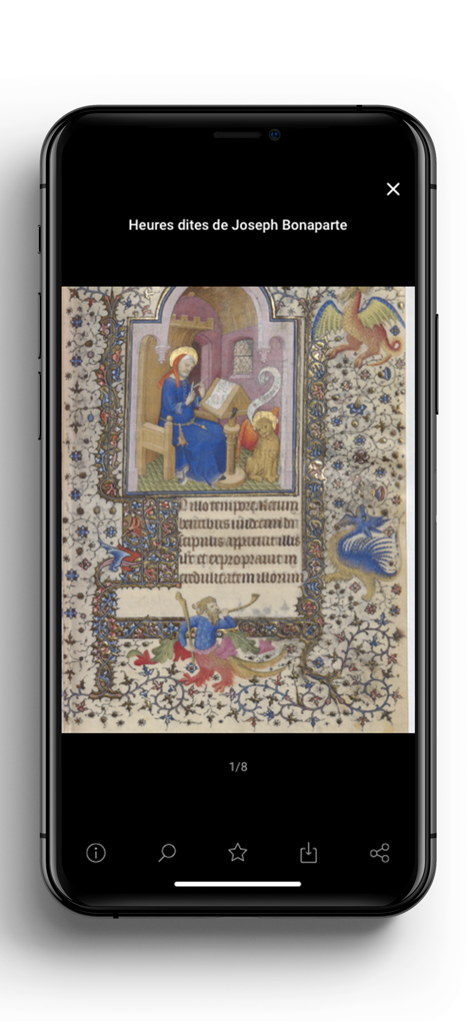 Gallica - Digitized illuminated manuscript page titled Heures dites de Joseph Bonaparte on the Gallica mobile app.