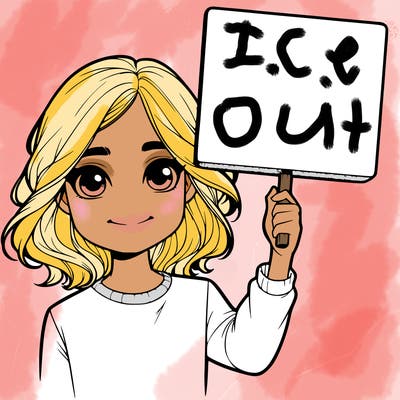 realistic girl holding up a sign