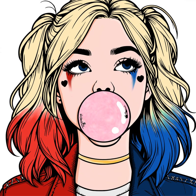 realististic girl blowing bubble -gum