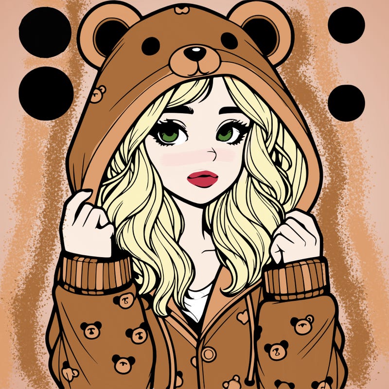 realistic girl in a animal pjs hoodie