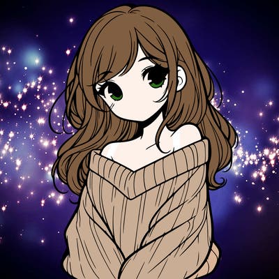 shy pretty girl wearing a sweater that is falling off one shoulder portrait