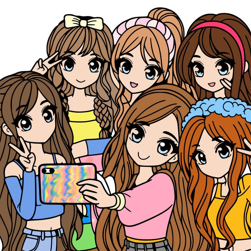 group of girls taking a selfie cutie