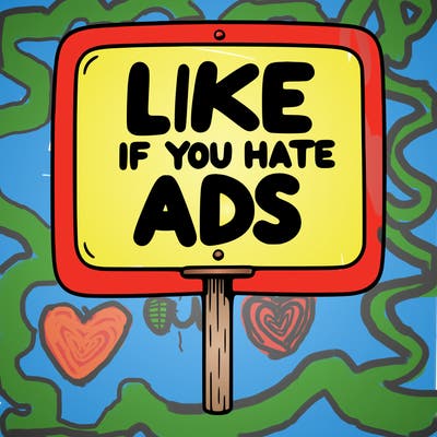 a sign that says like if you hate ads