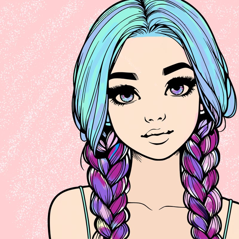 realistic girl with braids