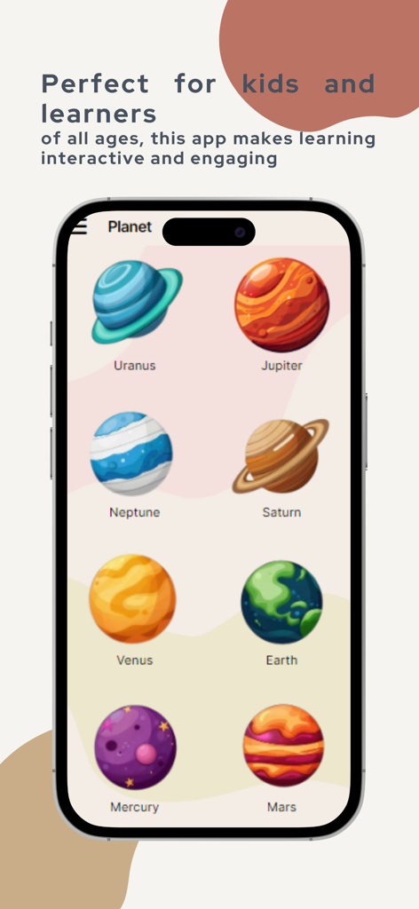 Flashcards World - Interactive planet flashcards on the Flashcards World app for early childhood education.