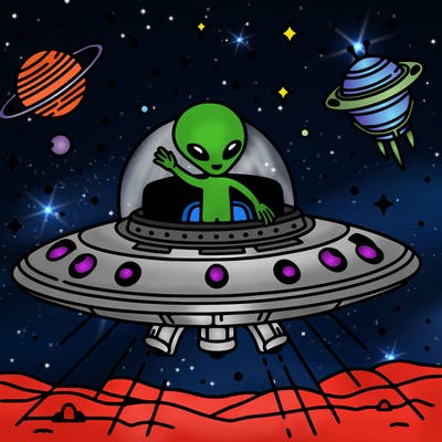 alien on a spaceship in space